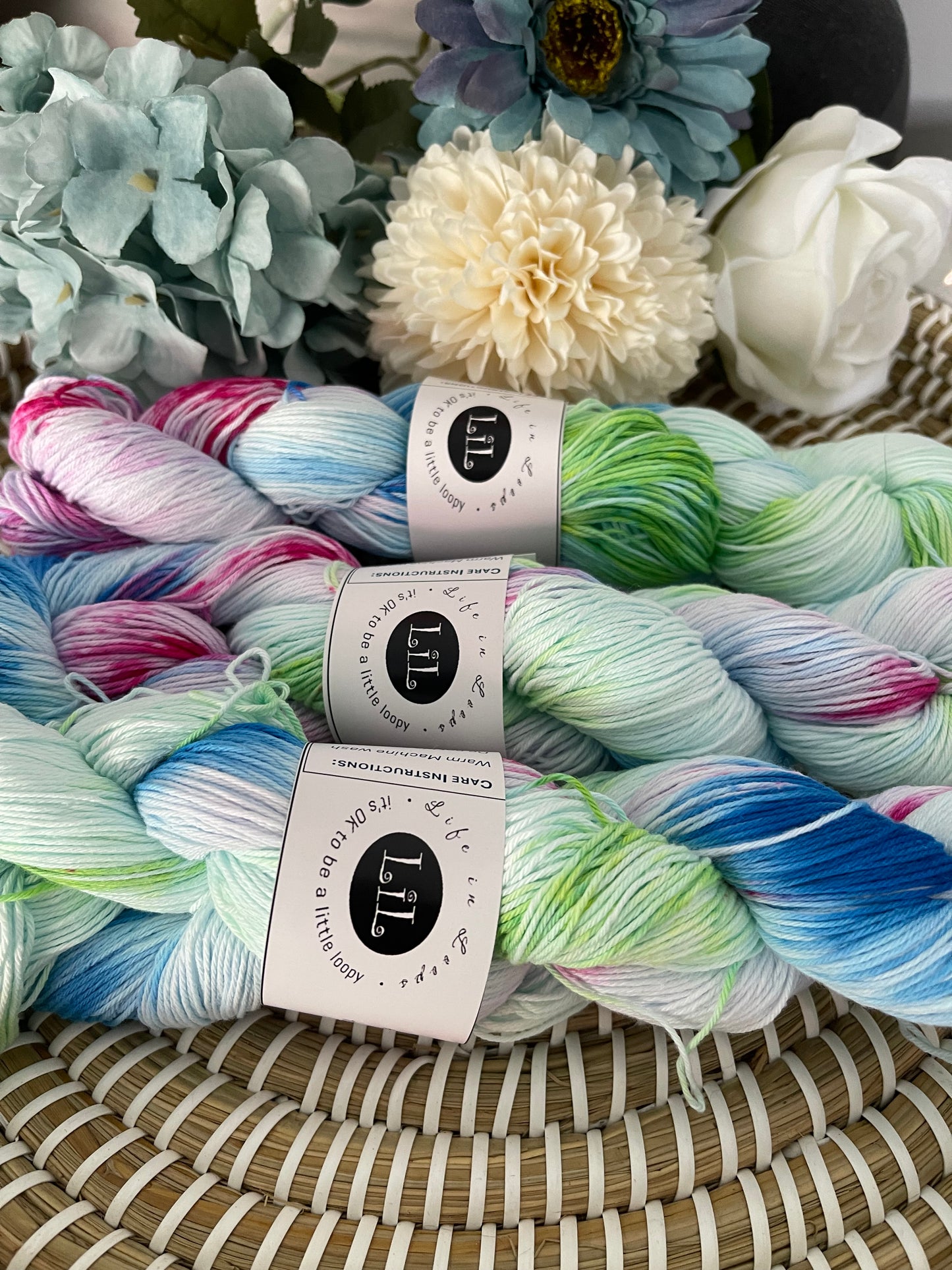 Life in Loops - Hand Dyed Cotton Yarn - 4 ply Colour of the Month